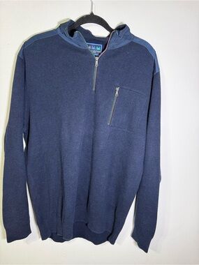 Charleston Threads Navy Blue 1/4 Zip Knit Sweater with Chest Pocket XL